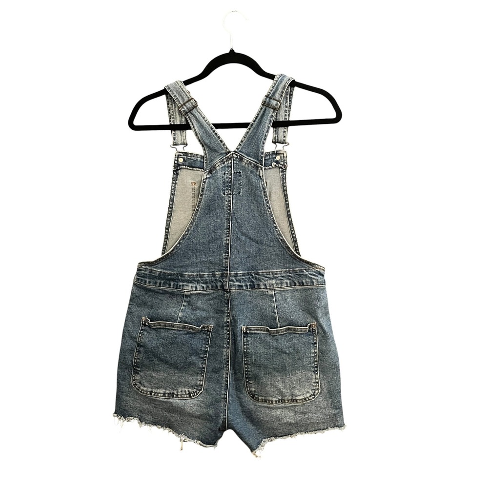 NoBo Womens Distressed Denim Shortalls Overalls M 7-9 Y2K Festival Cutoffs Jeans - Picture 2 of 10